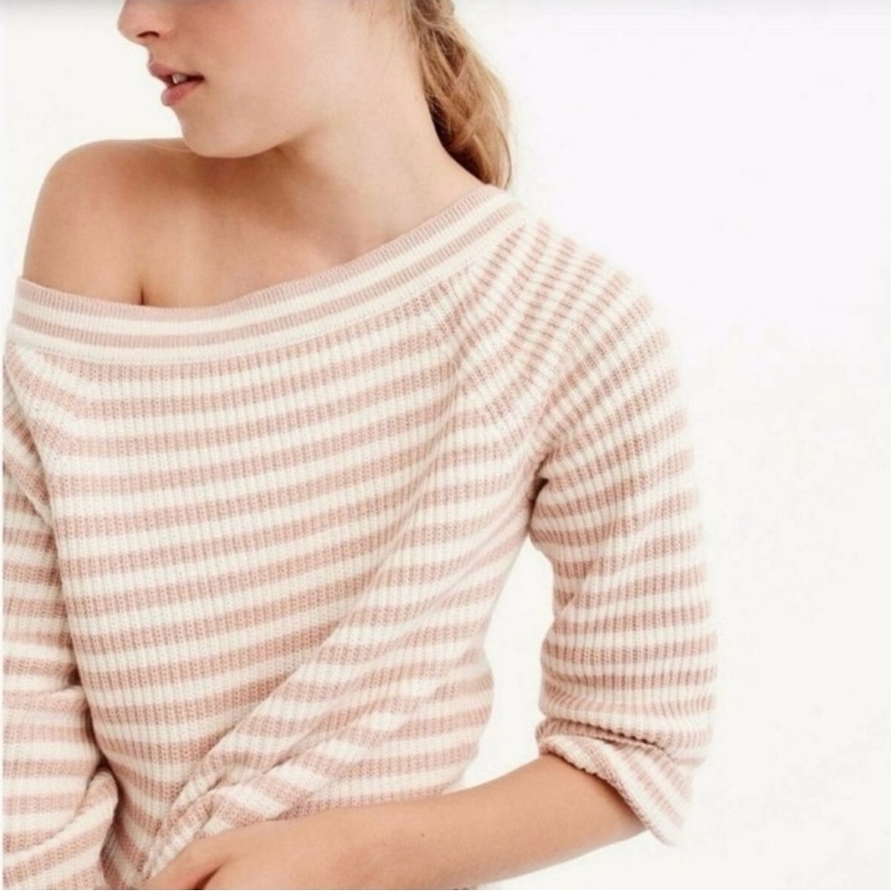 J. Crew Cotton Boat Neck Striped Sweater Sz S